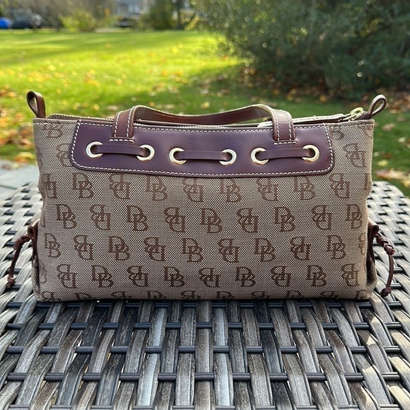 dooney & Bourke Signature Canvas Handbag with Leather Trim - Brown - Picture 3 of 16